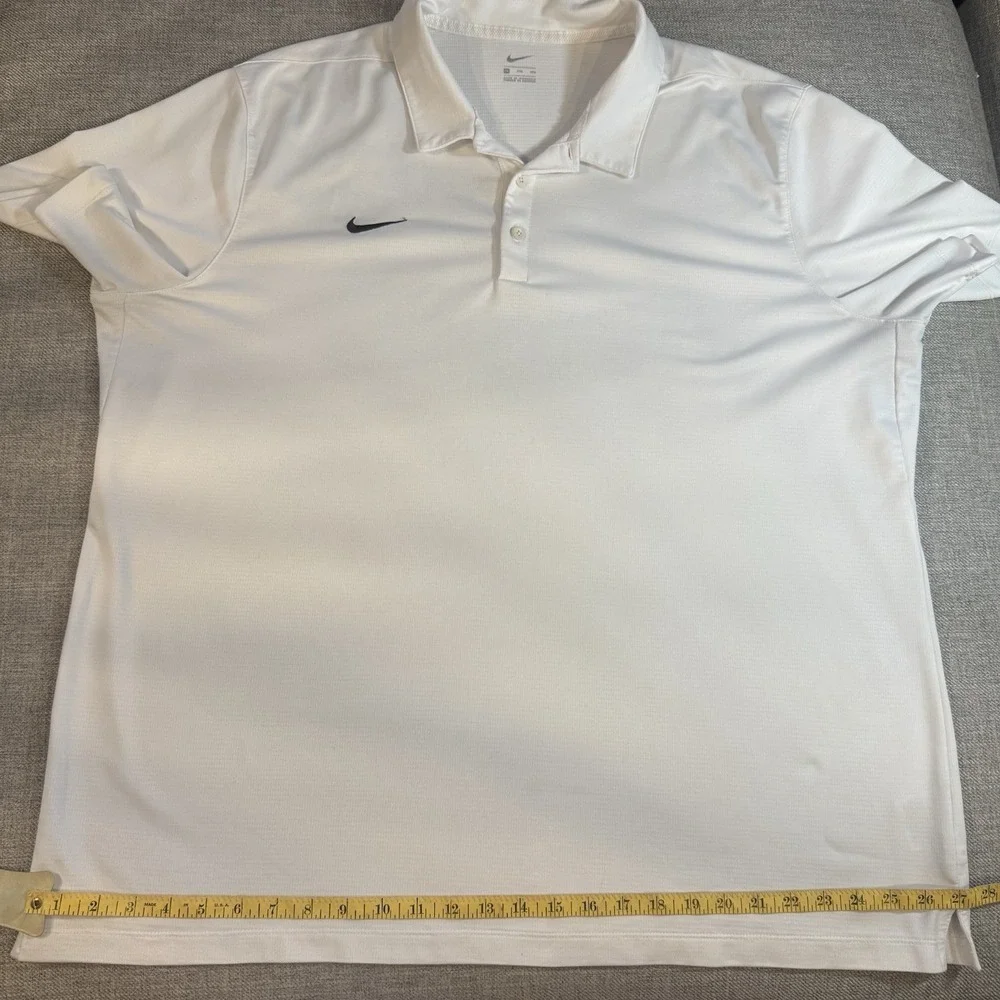 Nike Mens XL Dri-Fit White Golf Polo Shirt